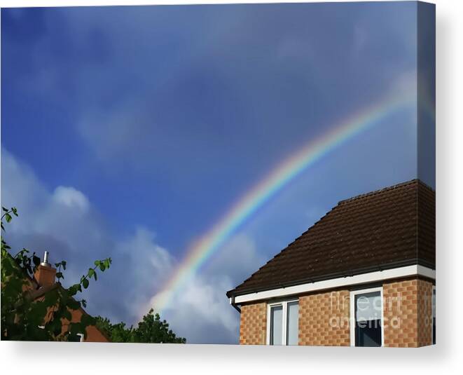 Rainbow Canvas Print featuring the photograph Rainbow over Middleton by Pics By Tony