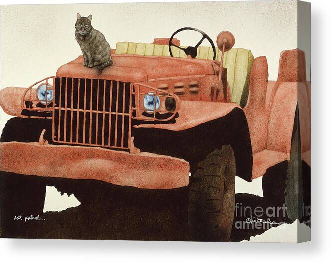 Cat Canvas Print featuring the painting Rat Patrol... by Will Bullas