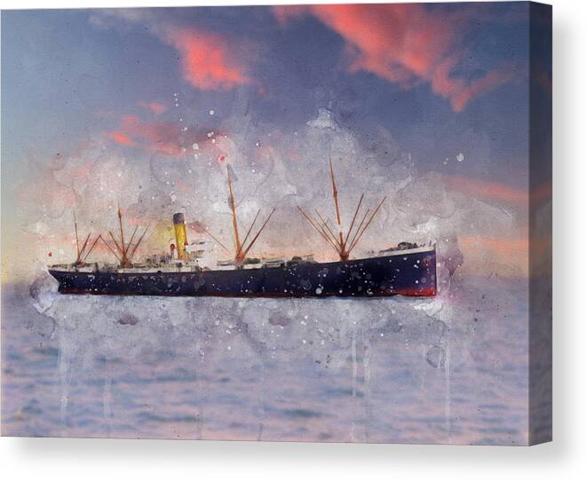 Steamer Canvas Print featuring the digital art R.M.S. Medic by Geir Rosset