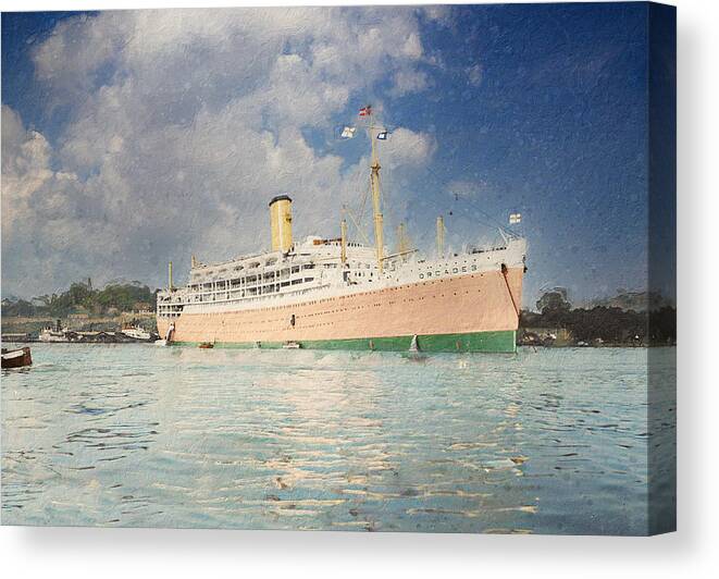 Orcades Canvas Print featuring the digital art R.M.S. Orcades 1936 by Geir Rosset