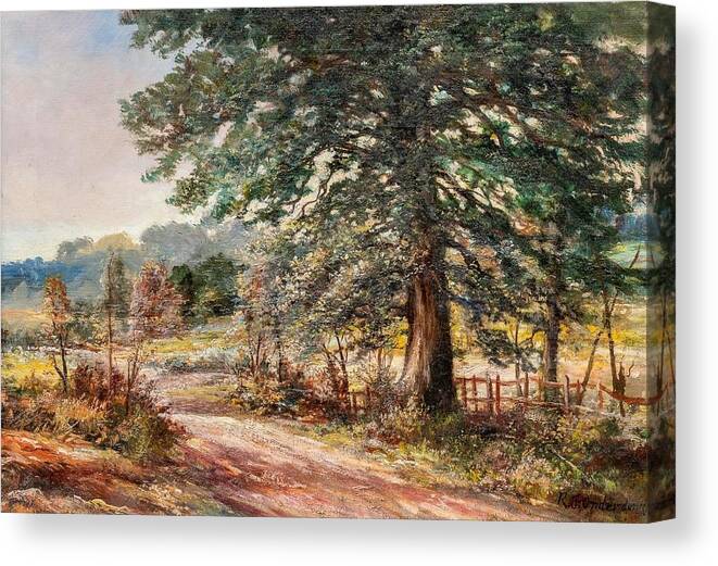 Vogt Canvas Print featuring the painting Robert Onderdonk Early Texas Landscape  by Vogt Auction