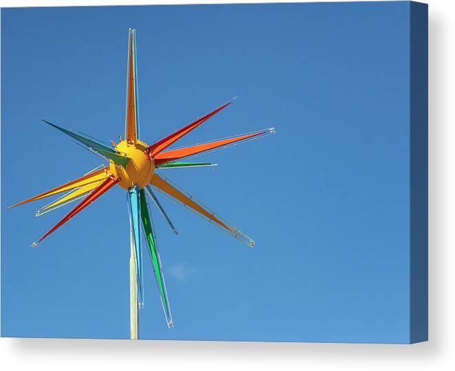 Sputnik Sign Canvas Print featuring the photograph Roto Sphere - Route 66 - New Mexico by Susan Rissi Tregoning