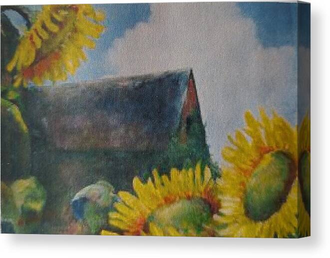 Sunflowers Canvas Print featuring the painting Sand Mountain Sunflowers by ML McCormick