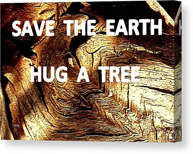 Tree Bark Canvas Print featuring the photograph Save The Earth - Hug A Tree With me by VIVA Anderson