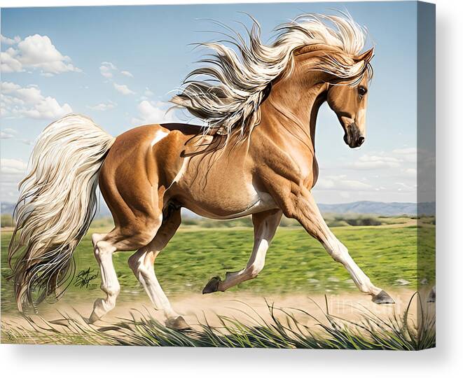 Art Of The Horse Canvas Print featuring the digital art Seattle Joyful Horse by Stacey Mayer