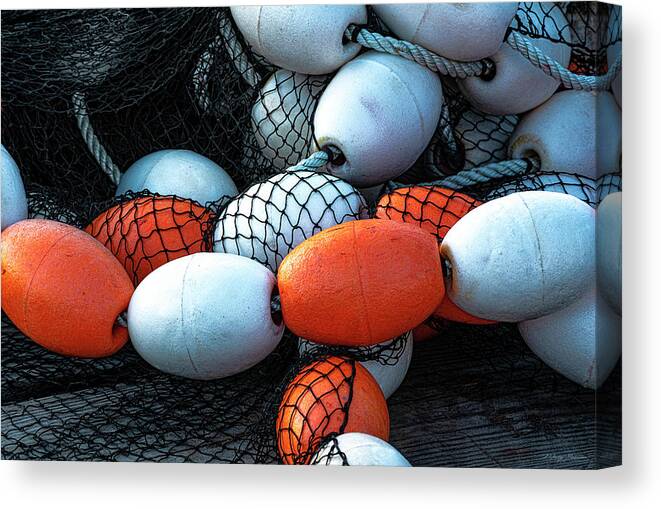 Seine Net And Floats Canvas Print featuring the photograph Seine Net and Floats by Marty Saccone