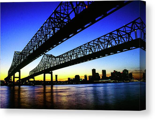 Algiers Canvas Print featuring the photograph Walking To New Orleans - Crescent City Connection Bridge, New Orleans, LA by Earth And Spirit