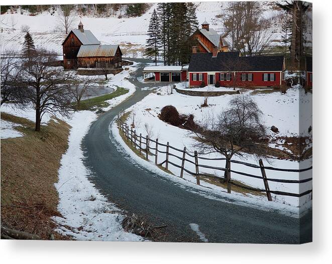 Grey Farm Canvas Print featuring the photograph Sleepy Hollow Farm in Winter by Jeff Folger