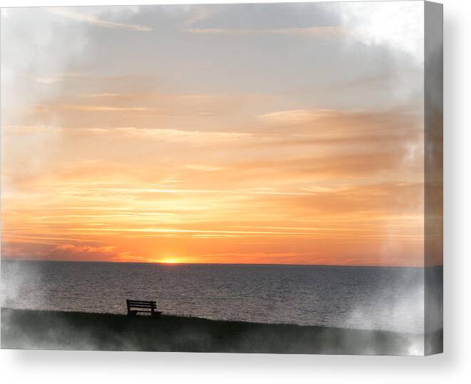 Orange Canvas Print featuring the mixed media Solitary Sunset by Moira Law