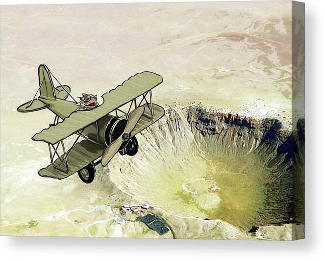 Meteor Canvas Print featuring the digital art Spike over AZ Meteor Crater by Mark Baker