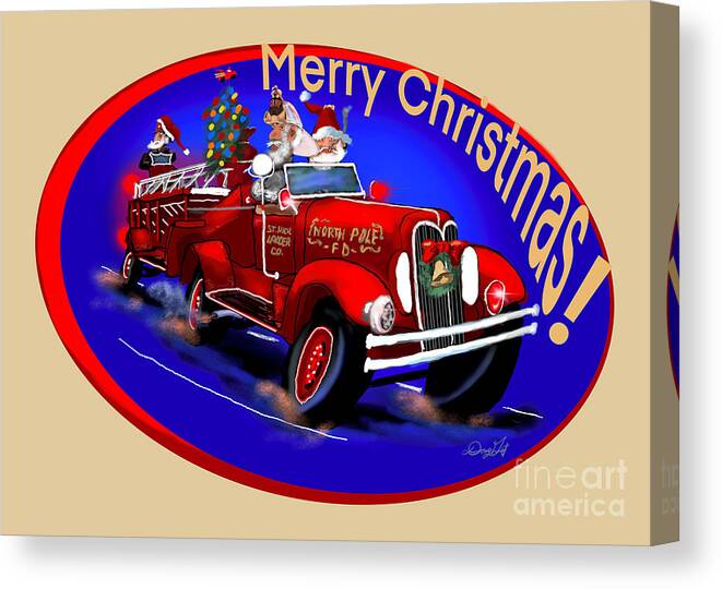  Canvas Print featuring the digital art St Nick Ladder Company Christmas by Doug Gist