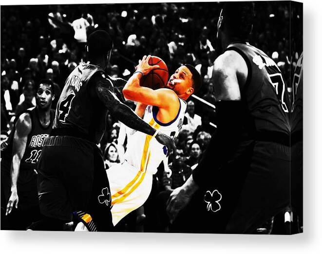 Stephen Curry Canvas Print featuring the mixed media Stephen Curry Stay Focused by Brian Reaves