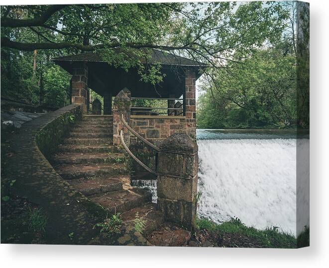 Afternoon Canvas Print featuring the photograph Stone Pavilion at Monocacy Park by Jason Fink