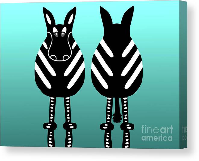 Zebra Canvas Print featuring the digital art Stunning Striped Zebra Whimsy Design by Barefoot Bodeez Art