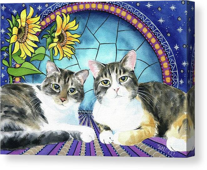 Cat Canvas Print featuring the painting Sugar And Spice Cat Painting by Dora Hathazi Mendes