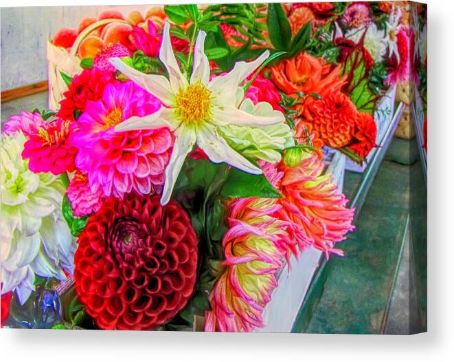 Flowers Canvas Print featuring the digital art Summer Garden Bouquet by Susan Hope Finley