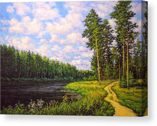 Summer Landscape Canvas Print featuring the painting Summer landscape 4 by Kastsov