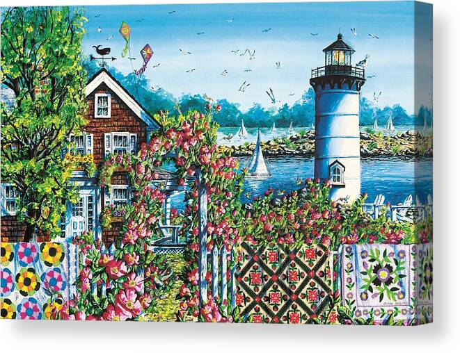 Summer Canvas Print featuring the painting Summer Rose Harbor by Diane Phalen
