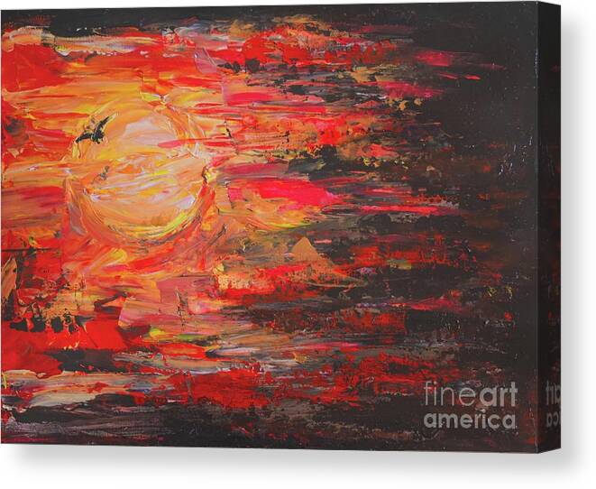 Nature Canvas Print featuring the painting Sunset Of The Heart by Leonida Arte