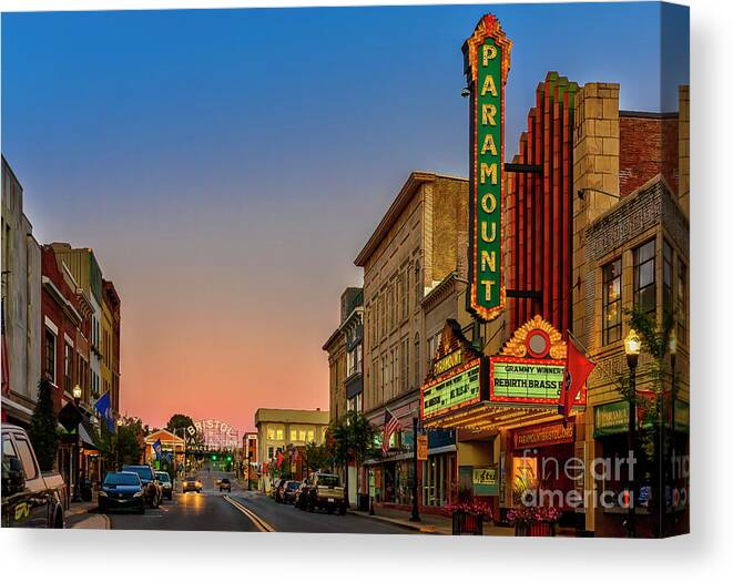 Summer Canvas Print featuring the photograph Sweet Summer nights in downtown Bristol by Shelia Hunt