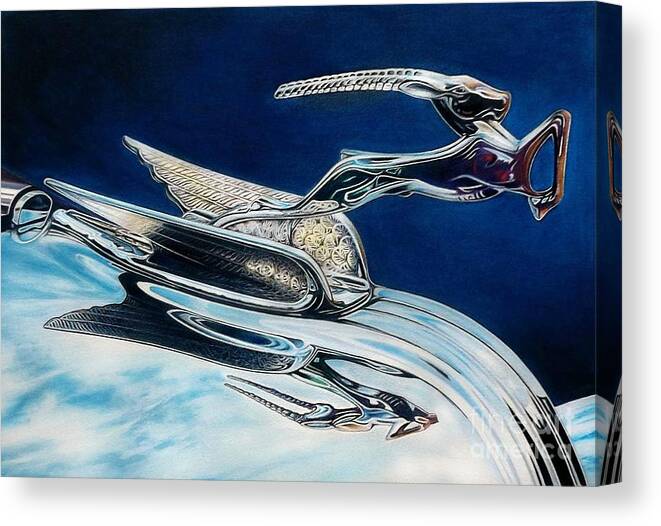 Ram Hood Ornament Image Canvas Print featuring the drawing Take the Leap by David Neace