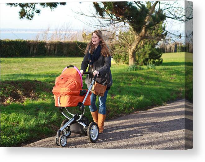 Mid Adult Canvas Print featuring the photograph Taking baby for a walk. by s0ulsurfing - Jason Swain