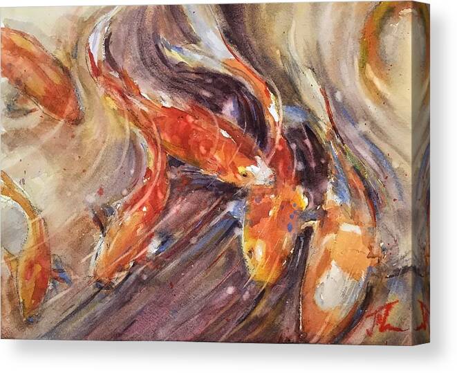 Koi Canvas Print featuring the painting Tangerine Tango by Judith Levins