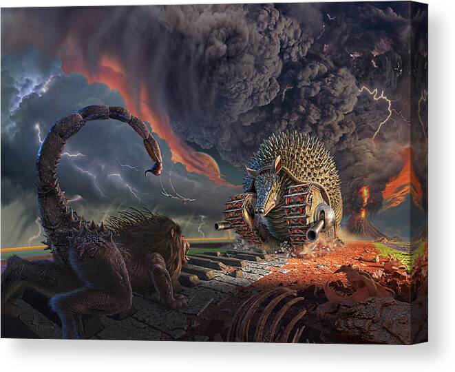 Elp Canvas Print featuring the digital art Tarkus Legacy 1-Battlefield by Jerry LoFaro