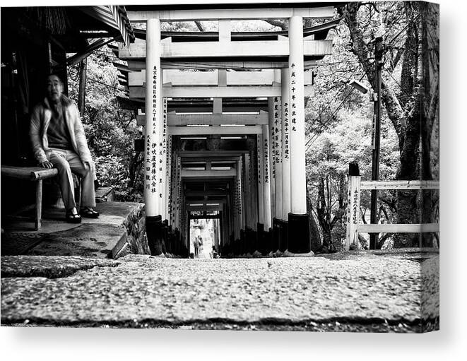 Fushimi Inari Taisha Canvas Print featuring the photograph Temple Ghosts, Fushimi Inari Taisha, Kyoto by Eugene Nikiforov