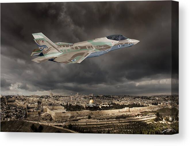 Lightning Canvas Print featuring the digital art TF-35I Barak II by Custom Aviation Art