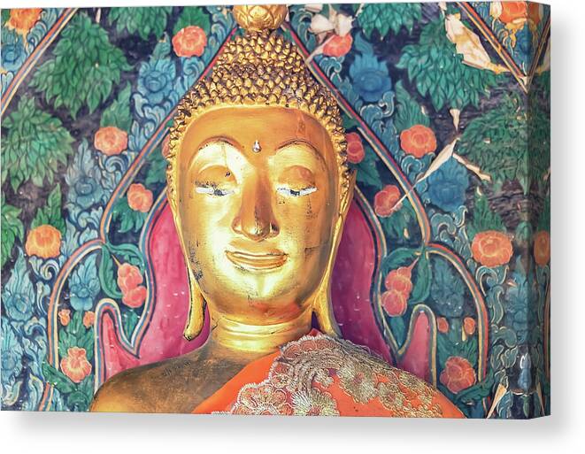 Ancient Canvas Print featuring the photograph Thai Temple by Manjik Pictures