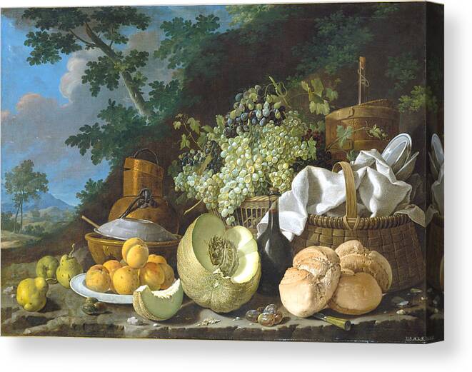 Still Life Canvas Print featuring the painting The Afternoon Meal                          by Long Shot
