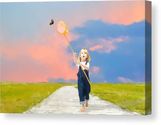  Canvas Print featuring the painting The Butterfly Catcher by Gary Arnold