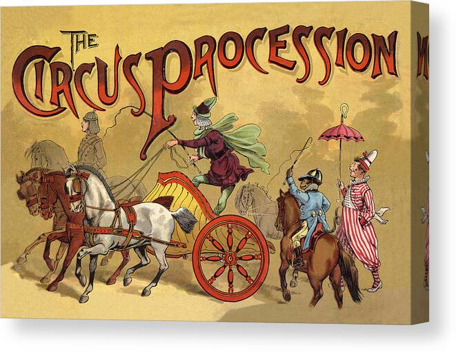 Circus Canvas Print featuring the digital art The Circus Procession - Three Horse Chariot by Long Shot