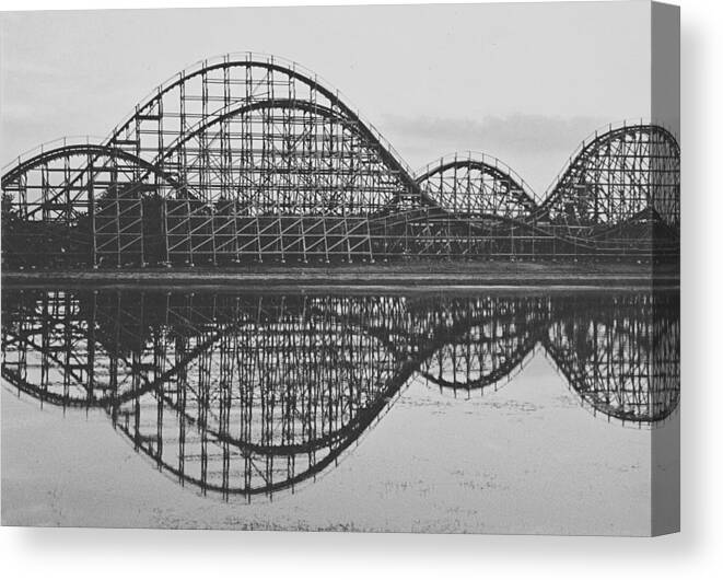 Black And White Canvas Print featuring the photograph The Coaster by Carrie Ann Grippo-Pike