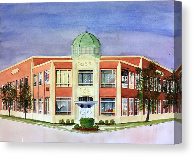 Architecture Canvas Print featuring the painting the Coca Cola Bldg. by William Renzulli