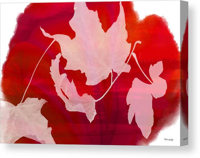 Red Canvas Print featuring the mixed media The Falling Leaves by Moira Law