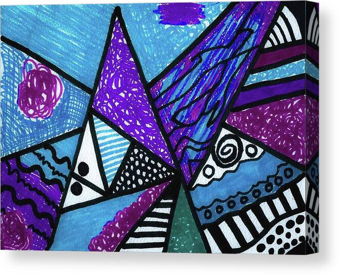 Original Drawing Canvas Print featuring the drawing The Geometric Edge by Susan Schanerman