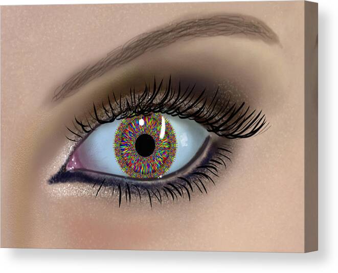 Eye Canvas Print featuring the digital art The Girl With Keleidoscope Eyes by Alan Ackroyd