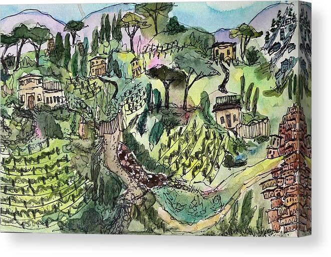  Canvas Print featuring the painting The Hills of Tuscany by Meredith Palmer