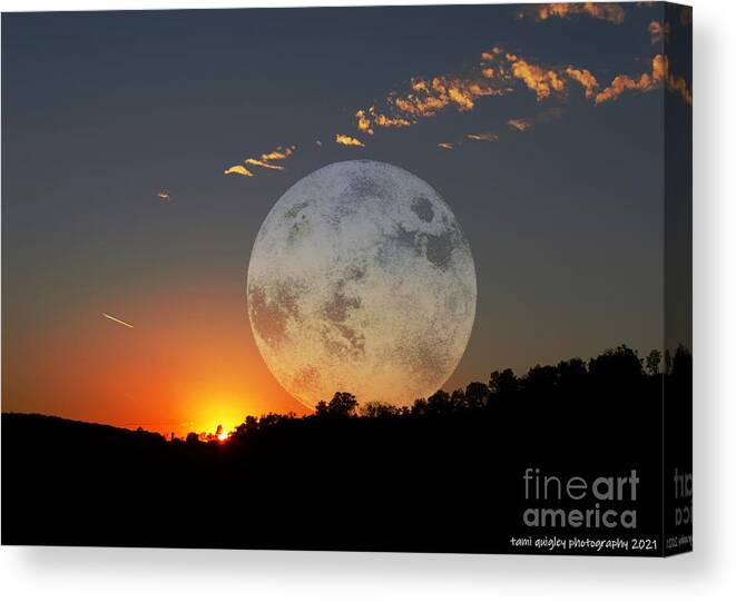 Moon Canvas Print featuring the photograph The Moon Takes Its Turn by Tami Quigley
