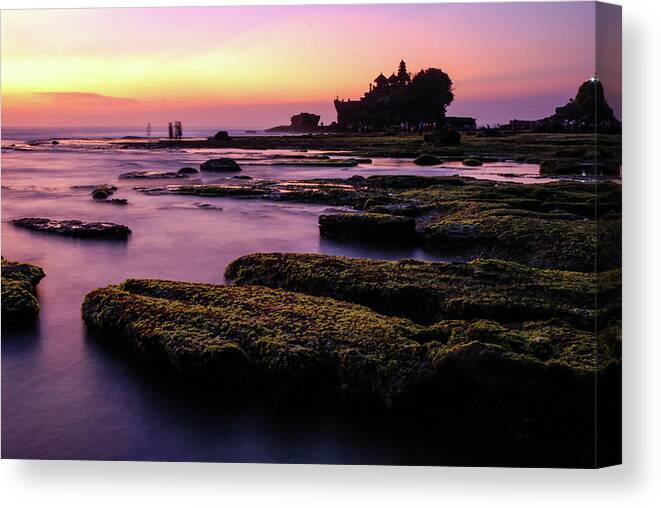 Tanah Lot Canvas Print featuring the photograph The Temple By The Sea - Tanah Lot Sunset, Bali by Earth And Spirit