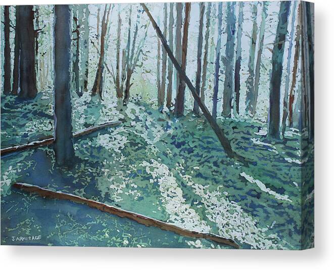 Woods Canvas Print featuring the painting The Standing and the Fallen by Jenny Armitage
