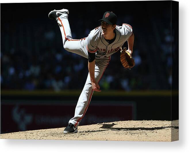 Tim Lincecum Canvas Print featuring the photograph Tim Lincecum by Christian Petersen