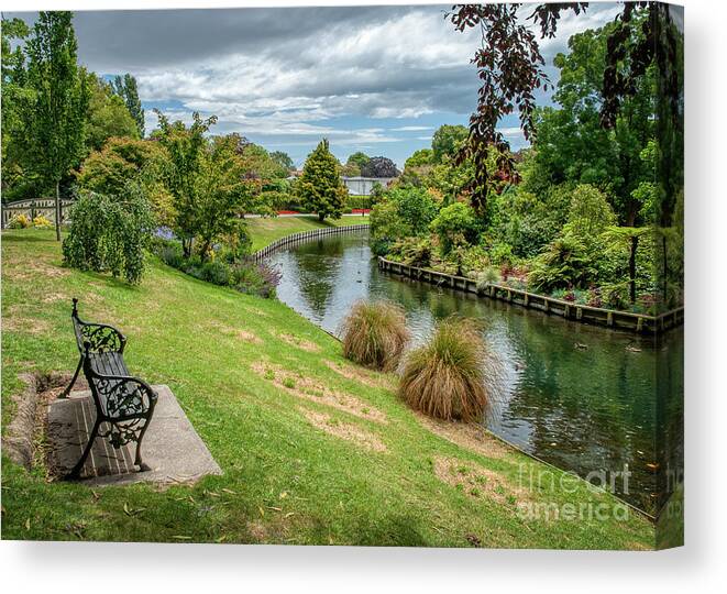 Christchurch Canvas Print featuring the photograph To sit and reflect by Fran Woods