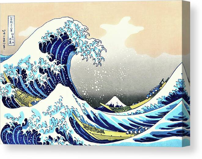 Katsushika Canvas Print featuring the painting Top Quality Art - The Great Wave off Kanagawa by Katsushika Hokusai