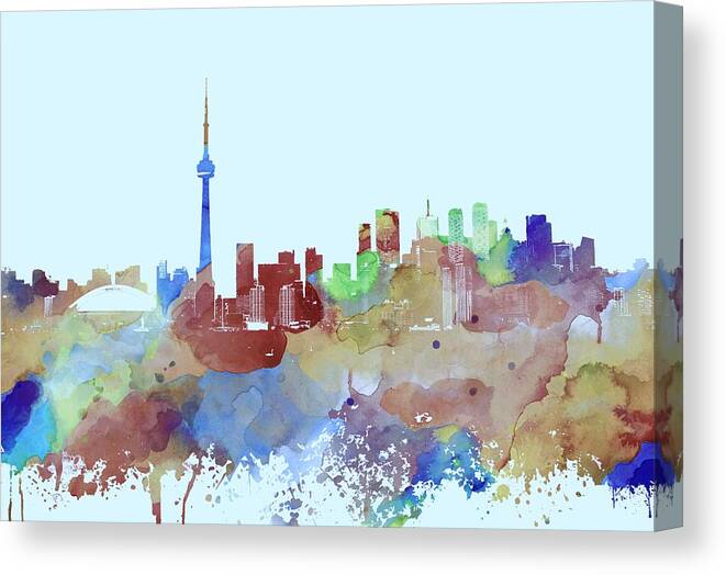 Toronto Canvas Print featuring the mixed media Toronto Ontario Canada multicolor skyline Design 249 by Lucie Dumas