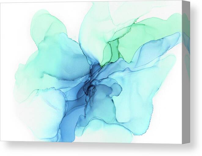 Ink Painting Canvas Print featuring the painting Undersea Blues Abstract Ink by Olga Shvartsur