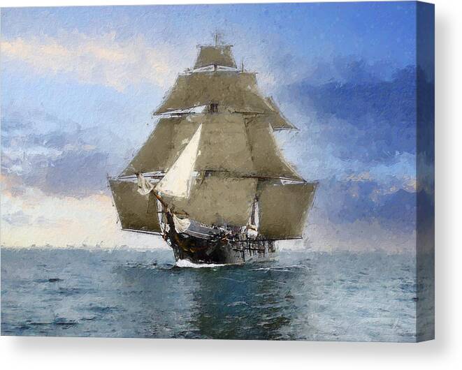 Sailing Ship Canvas Print featuring the digital art Unfurled by Geir Rosset