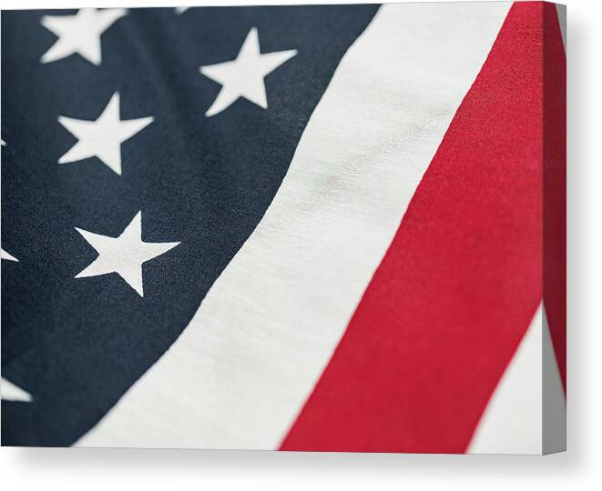 America Canvas Print featuring the photograph USA Proud American Flag 8 by Amelia Pearn